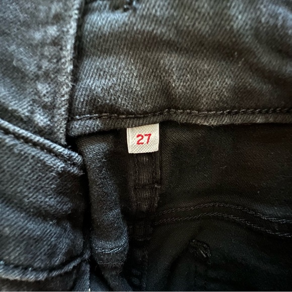 Levis denim jean overalls zipper side zip black 27 skinny cropped ankle - Picture 6 of 12